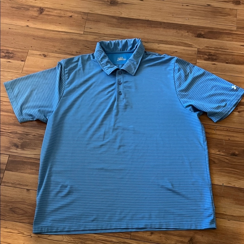 Under Armour Men's Blue Striped Polo Shirt - Picture 2 of 7